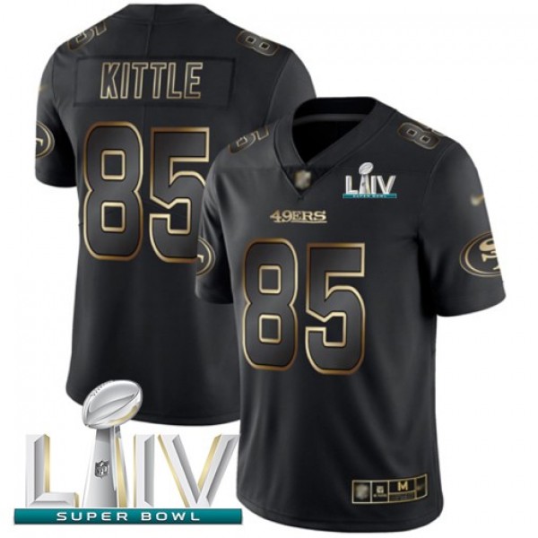 Nike 49ers #85 George Kittle Black/Gold Super Bowl LIV 2020 Men's Stitched NFL Vapor Untouchable Limited Jersey