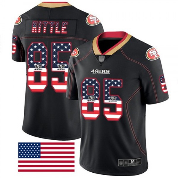 Nike 49ers #85 George Kittle Black Men's Stitched NFL Limited Rush USA Flag Jersey