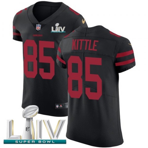 Nike 49ers #85 George Kittle Black Super Bowl LIV 2020 Alternate Men's Stitched NFL Vapor Untouchable Elite Jersey