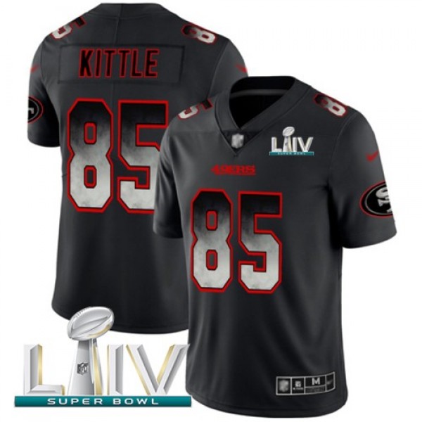 Nike 49ers #85 George Kittle Black Super Bowl LIV 2020 Men's Stitched NFL Vapor Untouchable Limited Smoke Fashion Jersey