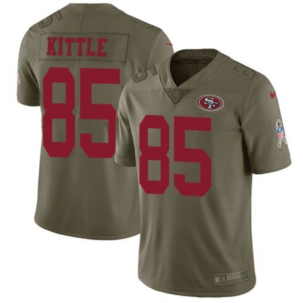 Nike 49ers #85 George Kittle Olive Men's Stitched NFL Limited 2017 Salute To Service Jersey