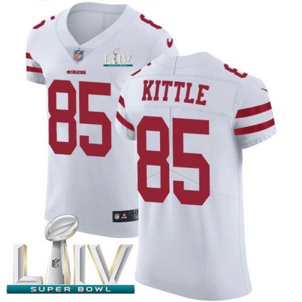 Nike 49ers #85 George Kittle White Super Bowl LIV 2020 Men's Stitched NFL Vapor Untouchable Elite Jersey