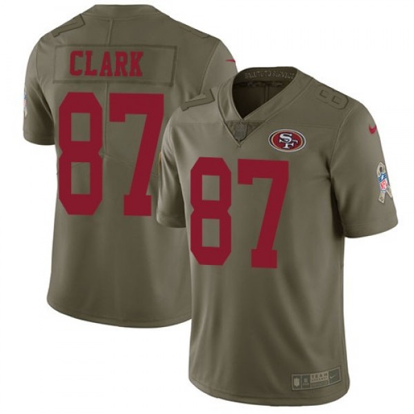 Nike 49ers #87 Dwight Clark Olive Men's Stitched NFL Limited 2017 Salute to Service Jersey
