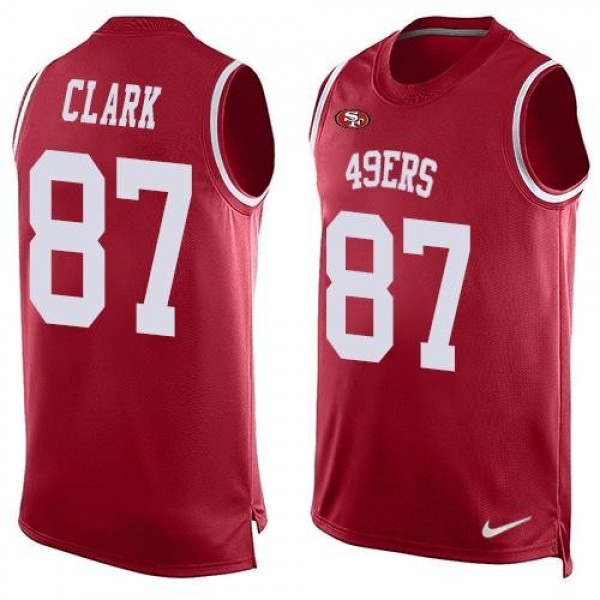 Nike 49ers #87 Dwight Clark Red Team Color Men's Stitched NFL Limited Tank Top Jersey