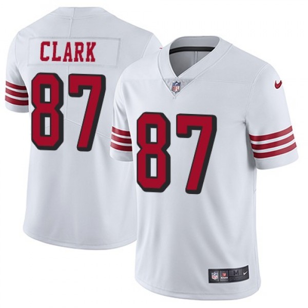 Nike 49ers #87 Dwight Clark White Rush Men's Stitched NFL Vapor Untouchable Limited Jersey