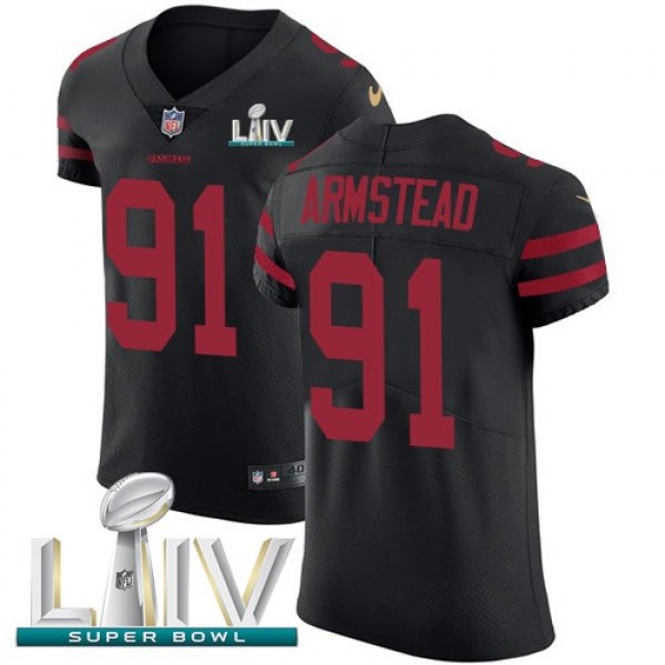 Nike 49ers #91 Arik Armstead Black Super Bowl LIV 2020 Alternate Men's Stitched NFL Vapor Untouchable Elite Jersey