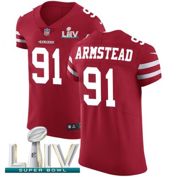 Nike 49ers #91 Arik Armstead Red Super Bowl LIV 2020 Team Color Men's Stitched NFL Vapor Untouchable Elite Jersey