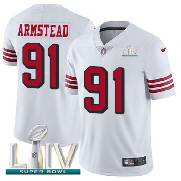 Nike 49ers #91 Arik Armstead White Super Bowl LIV 2020 Rush Men's Stitched NFL Vapor Untouchable Limited Jersey