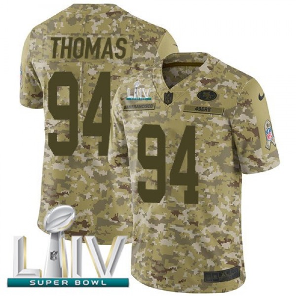 Nike 49ers #94 Solomon Thomas Camo Super Bowl LIV 2020 Men's Stitched NFL Limited 2018 Salute To Service Jersey