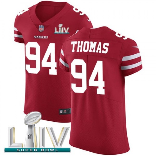 Nike 49ers #94 Solomon Thomas Red Super Bowl LIV 2020 Team Color Men's Stitched NFL Vapor Untouchable Elite Jersey