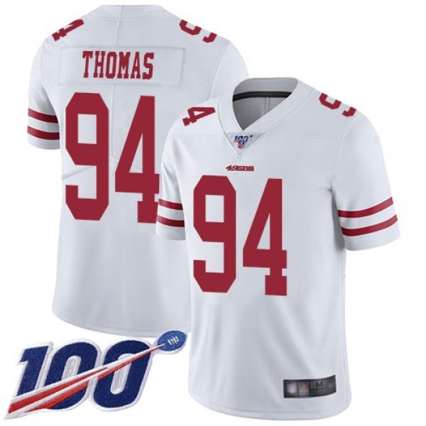 Nike 49ers #94 Solomon Thomas White Men's Stitched NFL 100th Season Vapor Limited Jersey