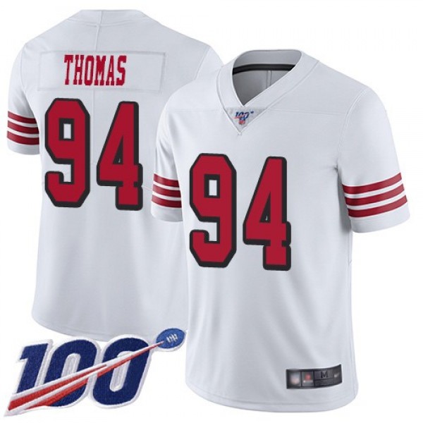 Nike 49ers #94 Solomon Thomas White Rush Men's Stitched NFL Limited 100th Season Jersey