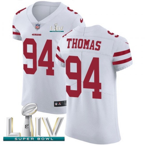 Nike 49ers #94 Solomon Thomas White Super Bowl LIV 2020 Men's Stitched NFL Vapor Untouchable Elite Jersey
