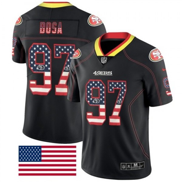 Nike 49ers #97 Nick Bosa Black Men's Stitched NFL Limited Rush USA Flag Jersey
