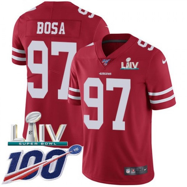 Nike 49ers #97 Nick Bosa Red Super Bowl LIV 2020 Team Color Men's Stitched NFL 100th Season Vapor Limited Jersey