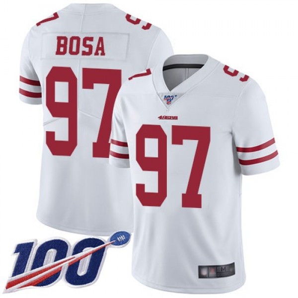 Nike 49ers #97 Nick Bosa White Men's Stitched NFL 100th Season Vapor Limited Jersey