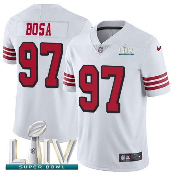 Nike 49ers #97 Nick Bosa White Super Bowl LIV 2020 Rush Men's Stitched NFL Vapor Untouchable Limited Jersey