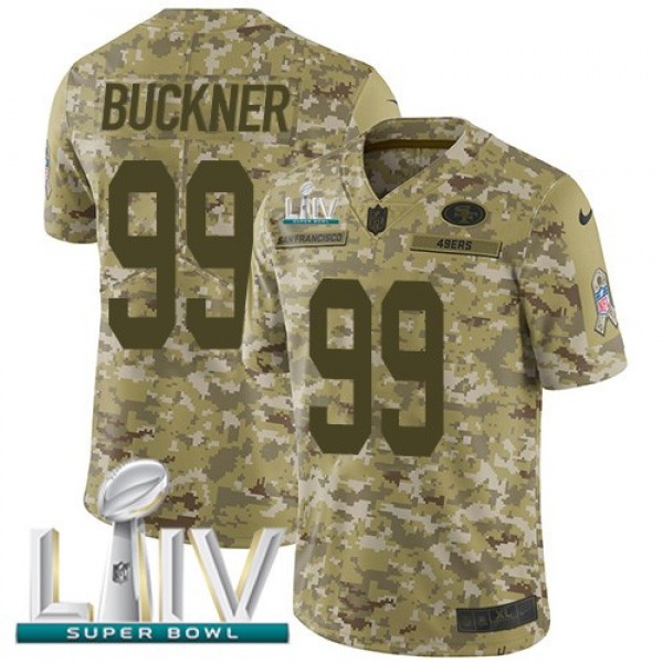 Nike 49ers #99 DeForest Buckner Camo Super Bowl LIV 2020 Men's Stitched NFL Limited 2018 Salute To Service Jersey