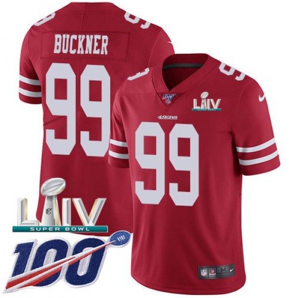 Nike 49ers #99 DeForest Buckner Red Super Bowl LIV 2020 Team Color Men's Stitched NFL 100th Season Vapor Limited Jersey