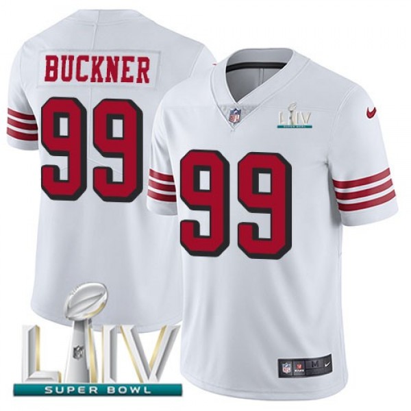 Nike 49ers #99 DeForest Buckner White Super Bowl LIV 2020 Rush Men's Stitched NFL Vapor Untouchable Limited Jersey