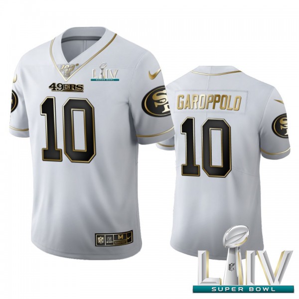 San Francisco 49ers #10 Jimmy Garoppolo Men's Nike White Golden Super Bowl LIV 2020 Edition Vapor Limited NFL 100 Jersey