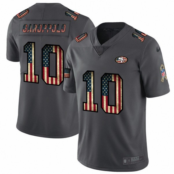San Francisco 49ers #10 Jimmy Garoppolo Nike 2018 Salute to Service Retro USA Flag Limited NFL Jersey