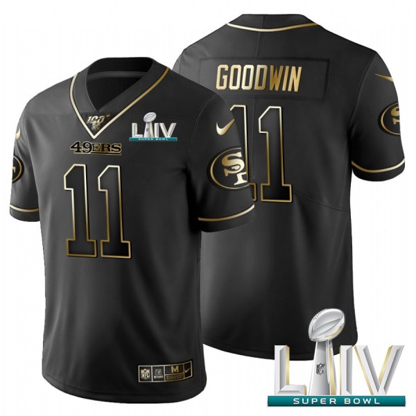 San Francisco 49ers #11 Marquise Goodwin Men's Nike Black Golden Super Bowl LIV 2020 Limited NFL 100 Jersey
