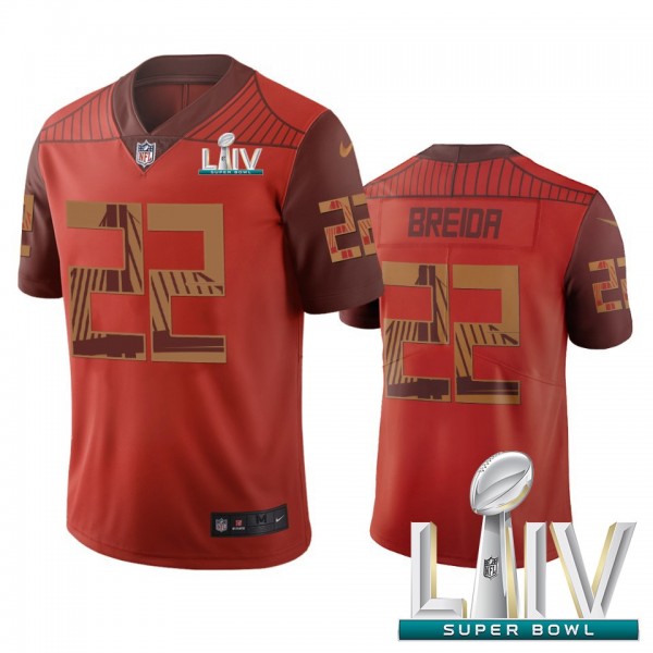 San Francisco 49ers #22 Matt Breida Orange Super Bowl LIV 2020 Vapor Limited City Edition NFL Jersey