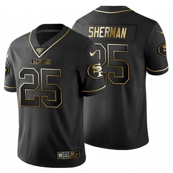 San Francisco 49ers #25 Richard Sherman Men's Nike Black Golden Limited NFL 100 Jersey