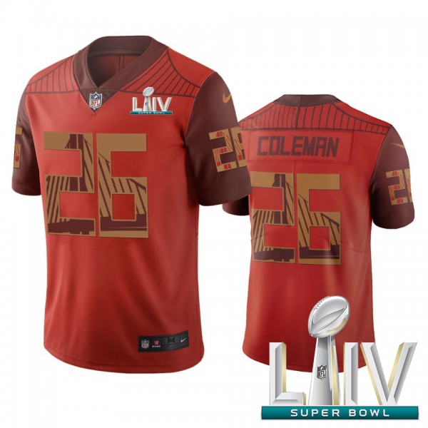 San Francisco 49ers #26 Tevin Coleman Orange Super Bowl LIV 2020 Vapor Limited City Edition NFL Jersey