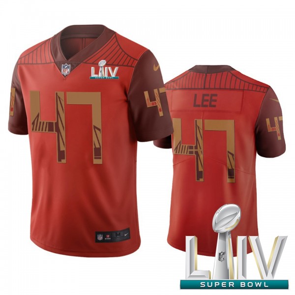 San Francisco 49ers #47 Elijah Lee Orange Super Bowl LIV 2020 Vapor Limited City Edition NFL Jersey