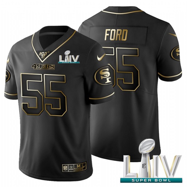 San Francisco 49ers #55 Dee Ford Men's Nike Black Golden Super Bowl LIV 2020 Limited NFL 100 Jersey