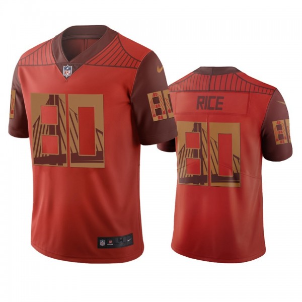 San Francisco 49ers #80 Jerry Rice Orange Vapor Limited City Edition NFL Jersey