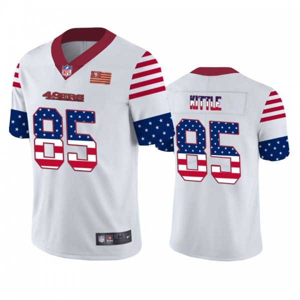 San Francisco 49ers #85 George Kittle White Men's Nike Team Logo USA Flag Vapor Untouchable Limited NFL Jersey
