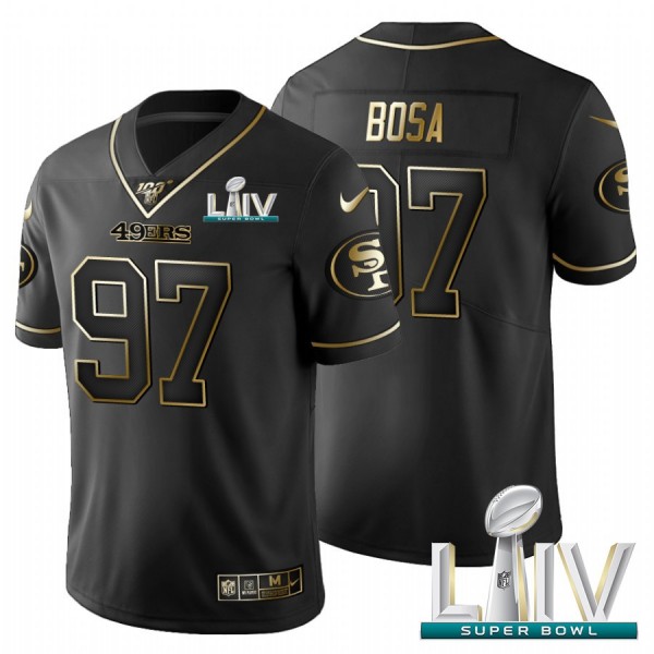 San Francisco 49ers #97 Nick Bosa Men's Nike Black Golden Super Bowl LIV 2020 Limited NFL 100 Jersey