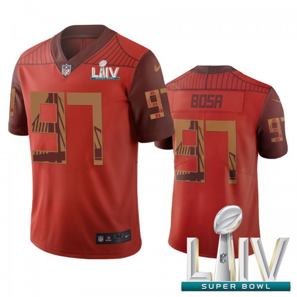 San Francisco 49ers #97 Nick Bosa Orange Super Bowl LIV 2020 Vapor Limited City Edition NFL Jersey