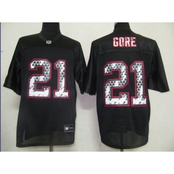 Sideline Black United 49ers #21 Frank Gore Black Stitched NFL Jersey