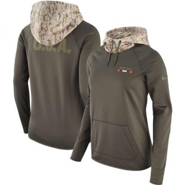 Women's San Francisco 49ers Olive Salute to Service Pullover Hoodie Jersey