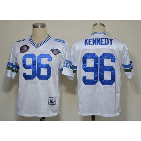 Mitchell And Ness Hall of Fame 2012 Seahawks #96 Cortez Kennedy White Stitched Throwback NFL Jersey