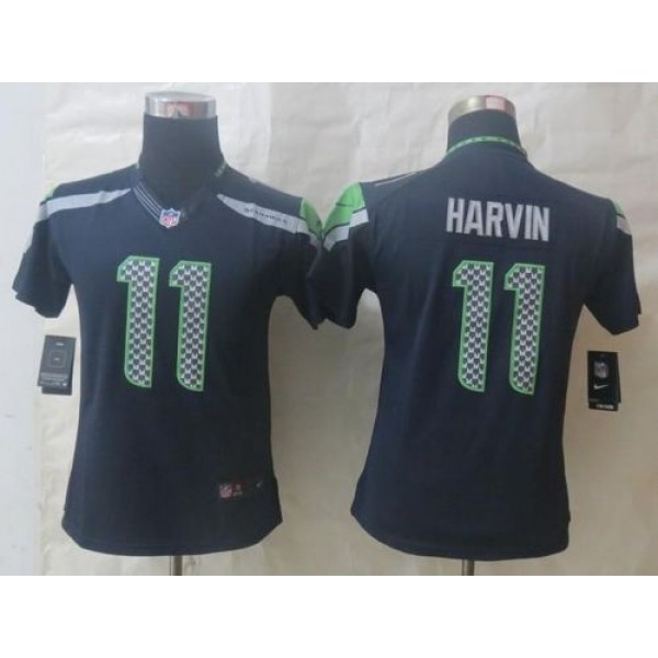 Women's Seahawks #11 Percy Harvin Steel Blue Team Color Stitched NFL Limited Jersey