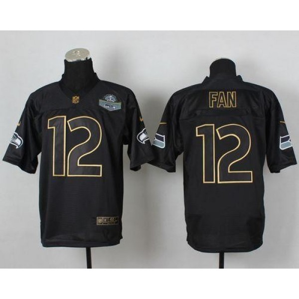 Nike Seahawks #12 Fan Black Gold No. Fashion Men's Stitched NFL Elite Jersey