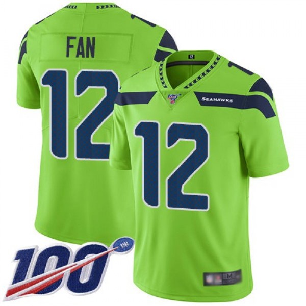 Nike Seahawks #12 Fan Green Men's Stitched NFL Limited Rush 100th Season Jersey