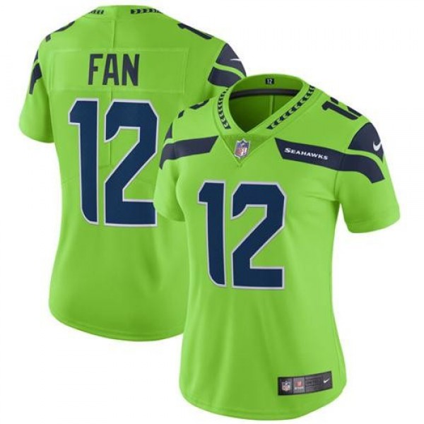 Women's Seahawks #12 Fan Green Stitched NFL Limited Rush Jersey