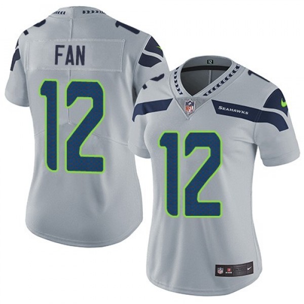Women's Seahawks #12 Fan Grey Alternate Stitched NFL Vapor Untouchable Limited Jersey