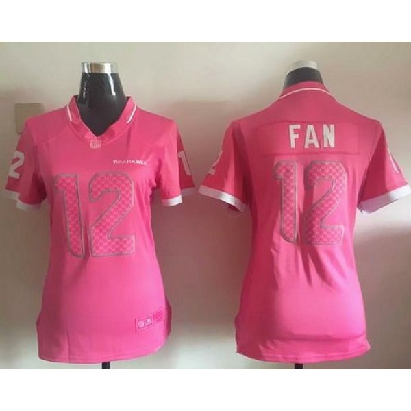 Women's Seahawks #12 Fan Pink Stitched NFL Elite Bubble Gum Jersey