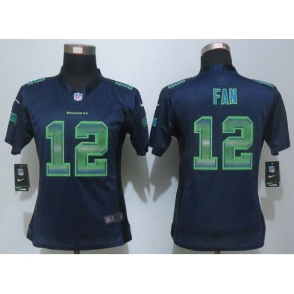 Women's Seahawks #12 Fan Steel Blue Team Color Stitched NFL Elite Strobe Jersey
