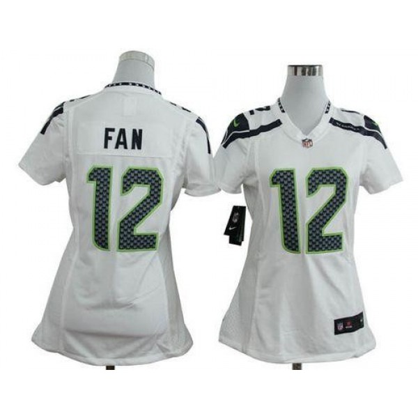 Women's Seahawks #12 Fan White Stitched NFL Elite Jersey