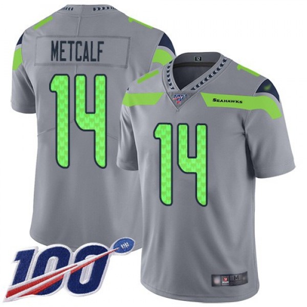 Nike Seahawks #14 D.K. Metcalf Gray Men's Stitched NFL Limited Inverted Legend 100th Season Jersey