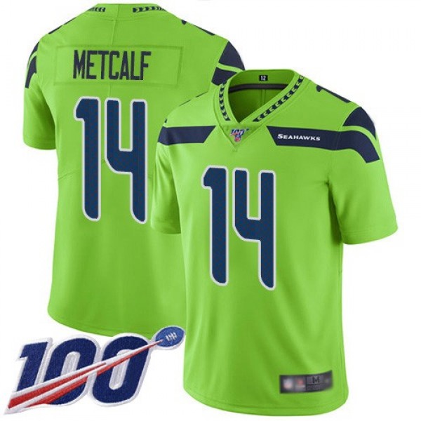 Nike Seahawks #14 D.K. Metcalf Green Men's Stitched NFL Limited Rush 100th Season Jersey