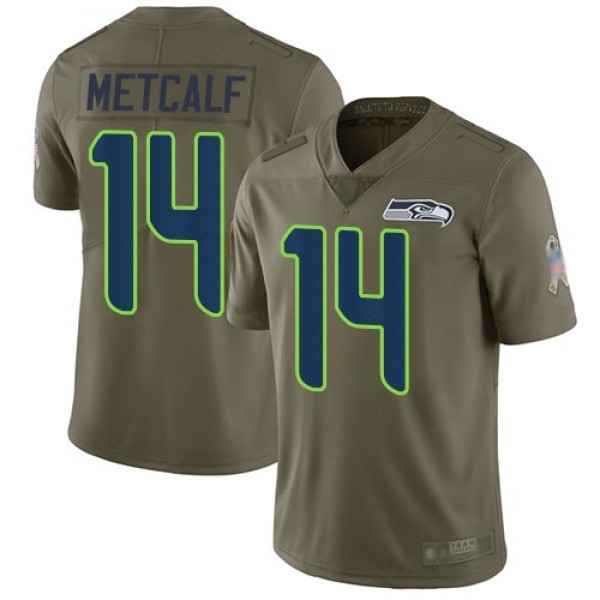 Nike Seahawks #14 D.K. Metcalf Olive Men's Stitched NFL Limited 2017 Salute To Service Jersey